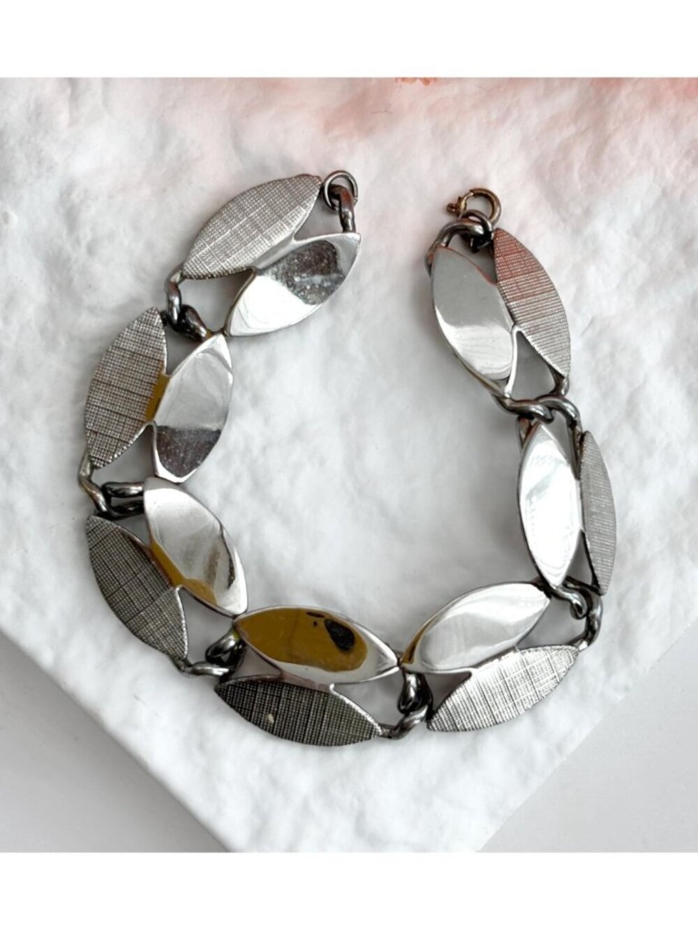 Modernist Chunky Multi Sectioned Vintage Silver Toned Bracelet